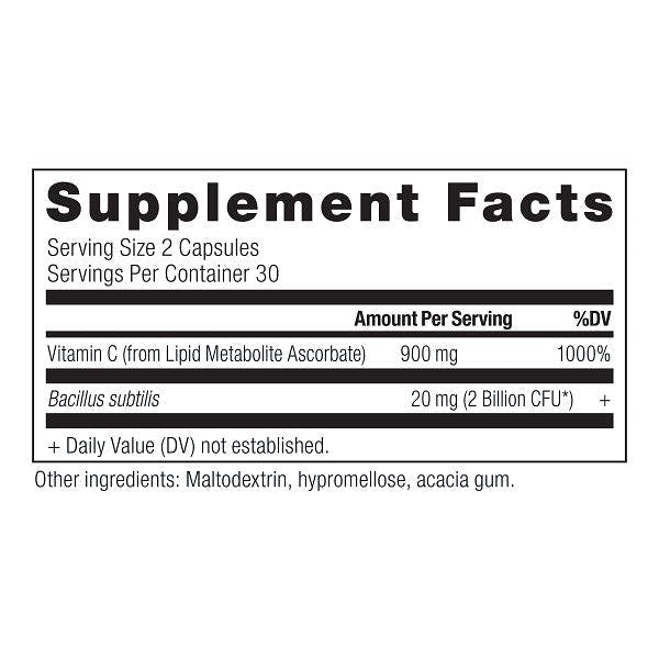 Vitamin C + probiotics supplement label