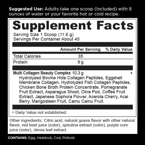 multi collagen protein beauty within  supplement label 