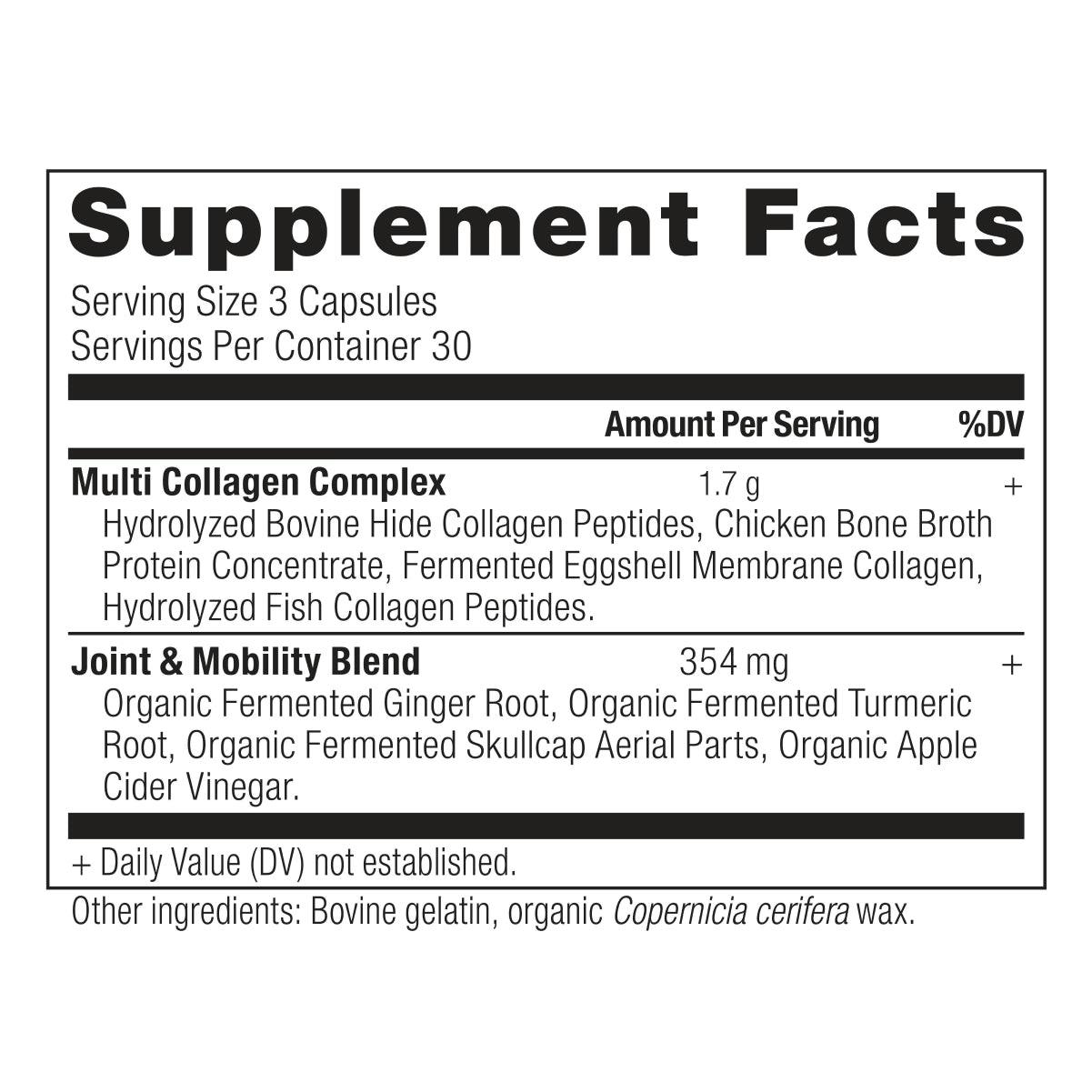 multi collagen capsules joint + mobility supplement label