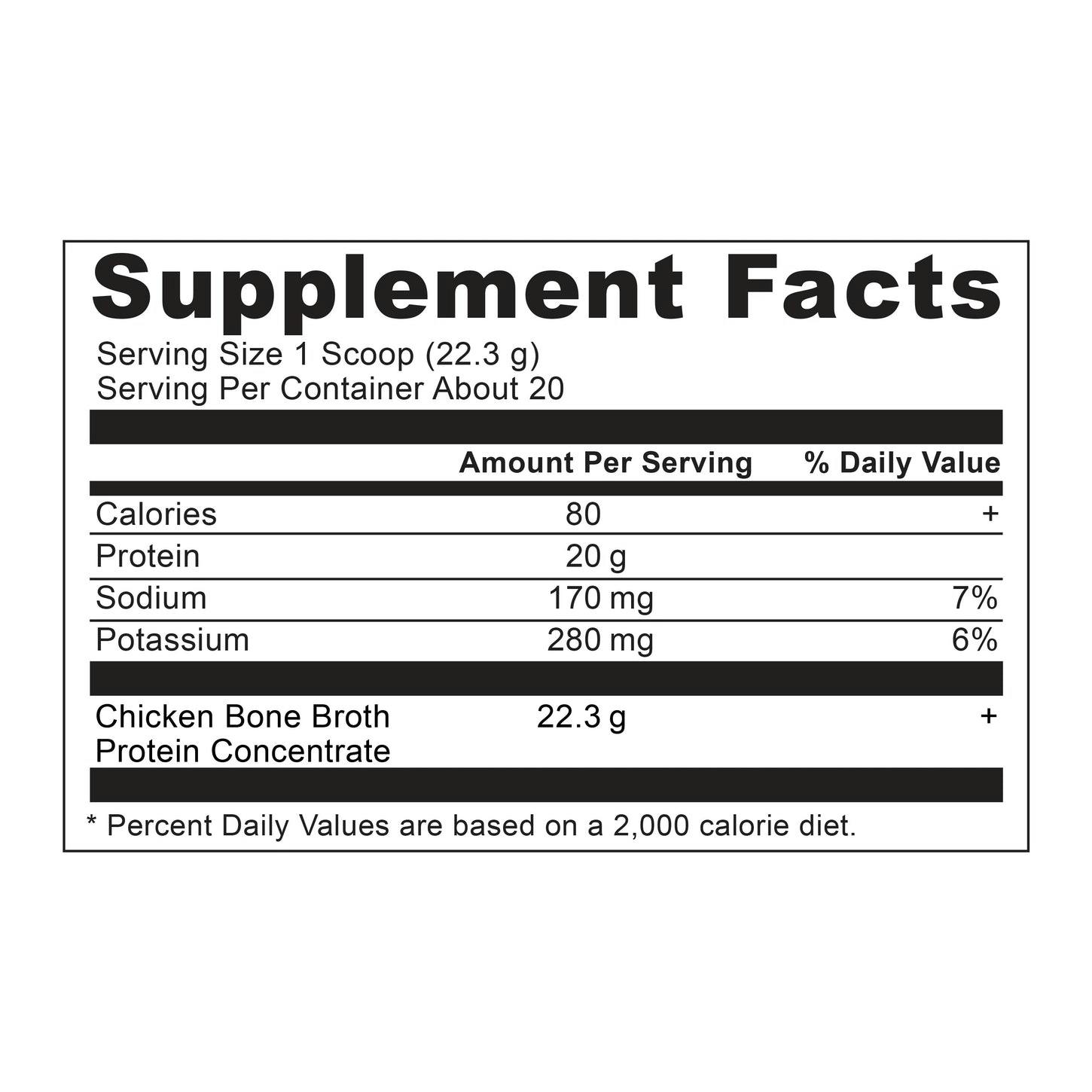 Bone Broth Protein Powder Pure supplement label