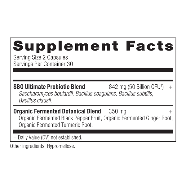 sbo probiotics ultimate supplement label
