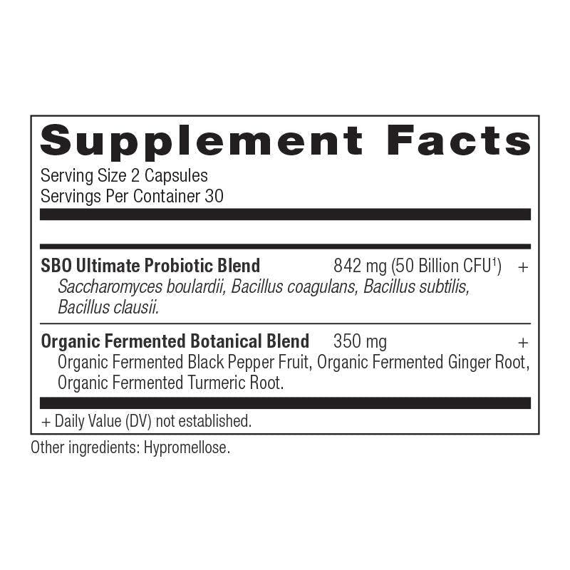 sbo probiotic ultimate supplement label