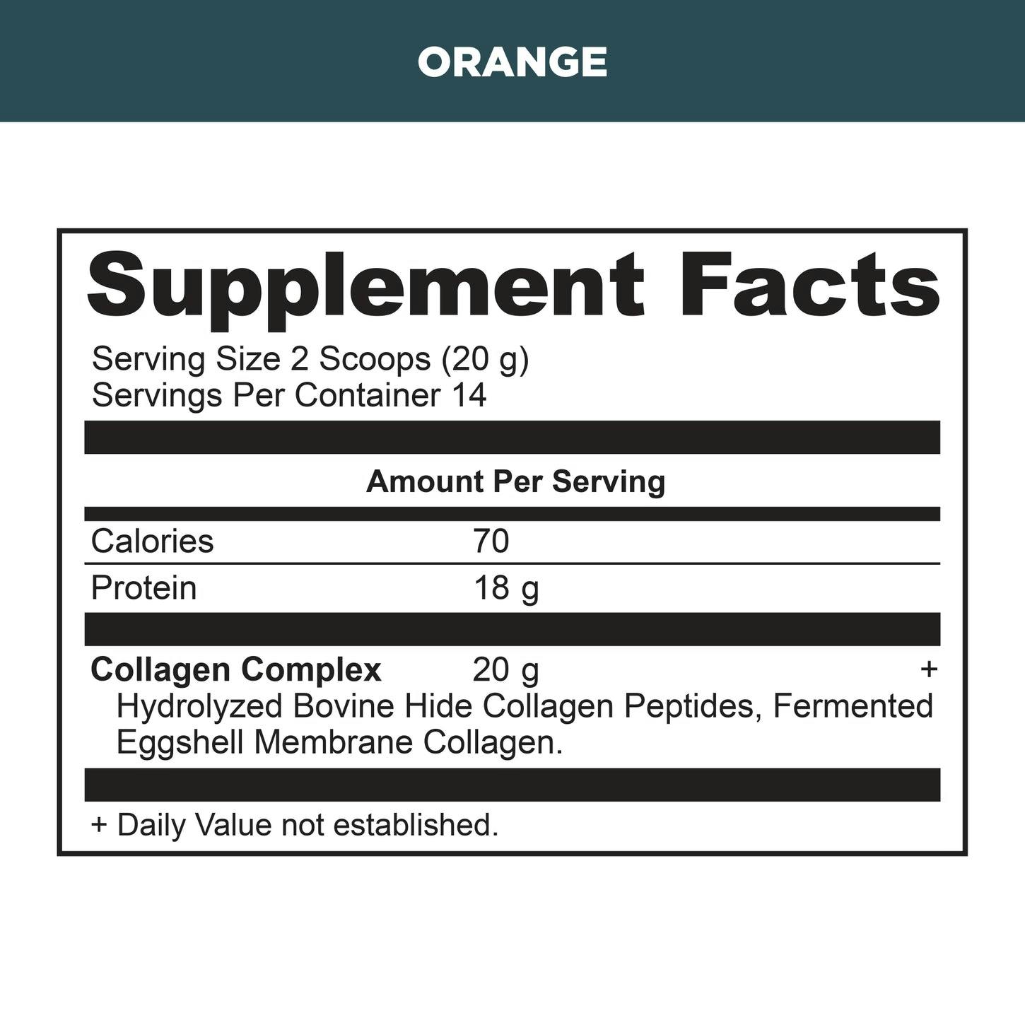 collagen peptides orange supplement label