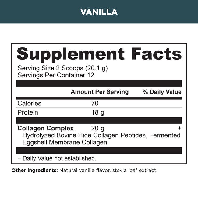 collagen peptides vanilla supplement label