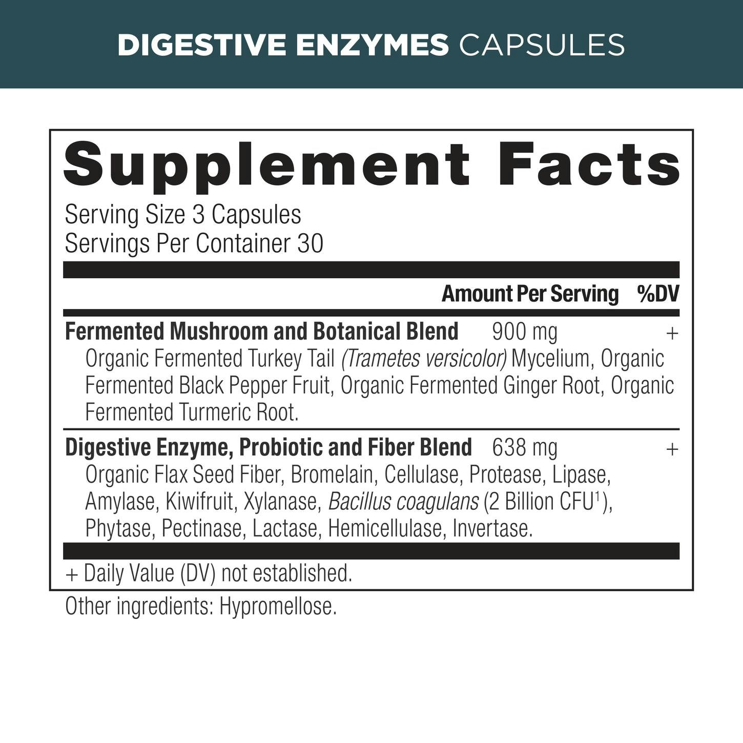 digestive enzymes supplement label