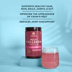 multi collagen protein beauty within 24 servings on a blue back ground