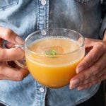 bone broth protein tomato basil in a cup