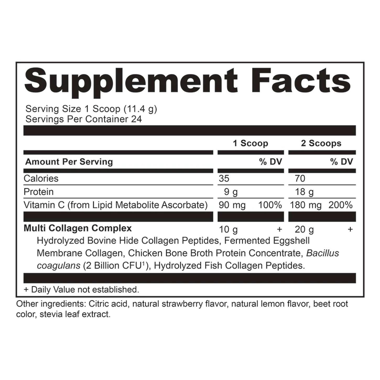 multi collagen protein strawberry lemonade supplement label