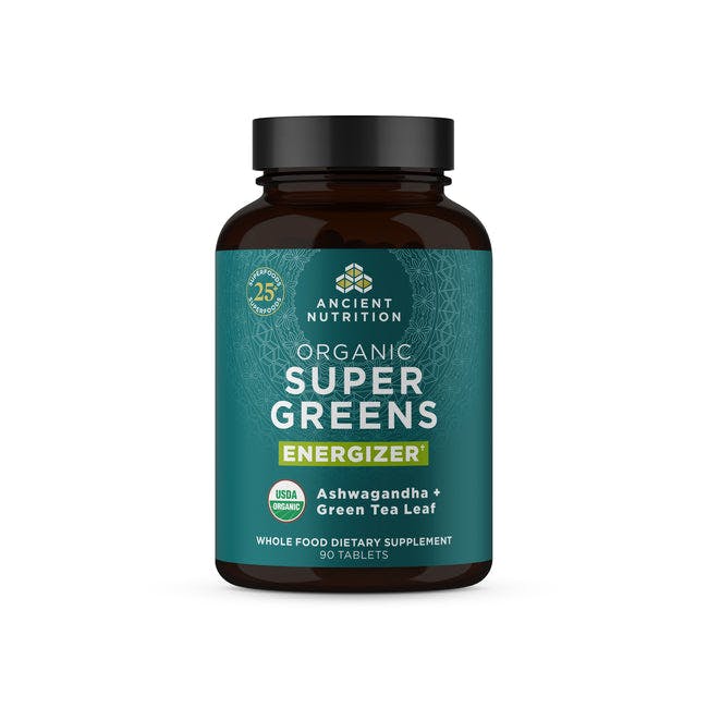 Organic Super Greens Energizer Tablet bottle