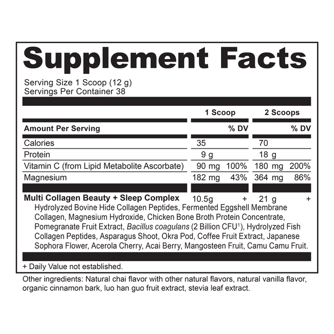 multi collagen protein beauty + sleep support supplement label