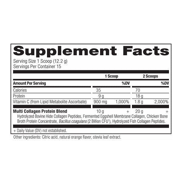 multi collagen protein powder immune supplement label