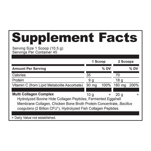 multi collagen vanilla powder supplement label 
