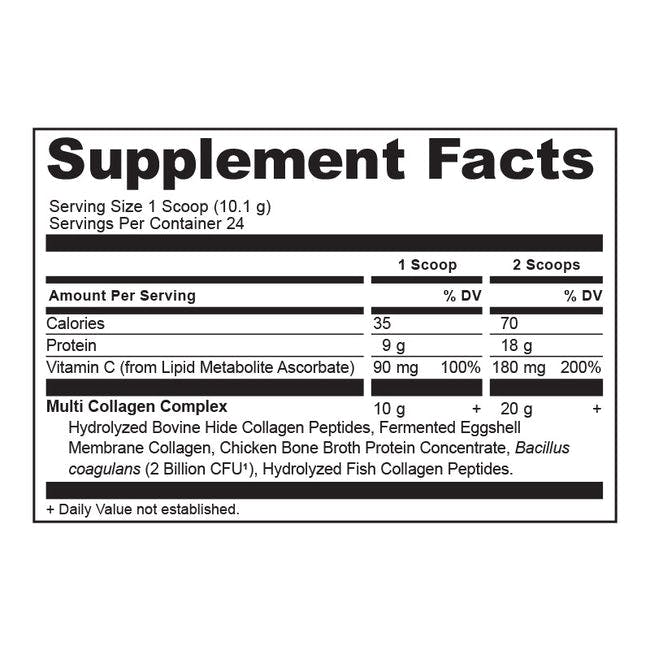 multi collagen protein pure 24 serv supplement  label