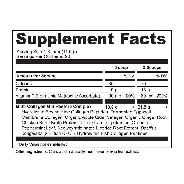 multi collagen protein gut restore supplement label