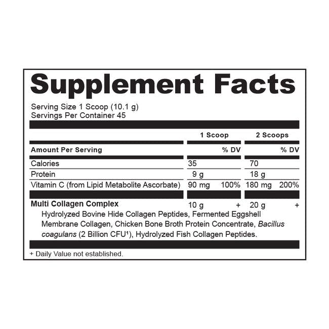 Multi Collagen Protein Supplement Label