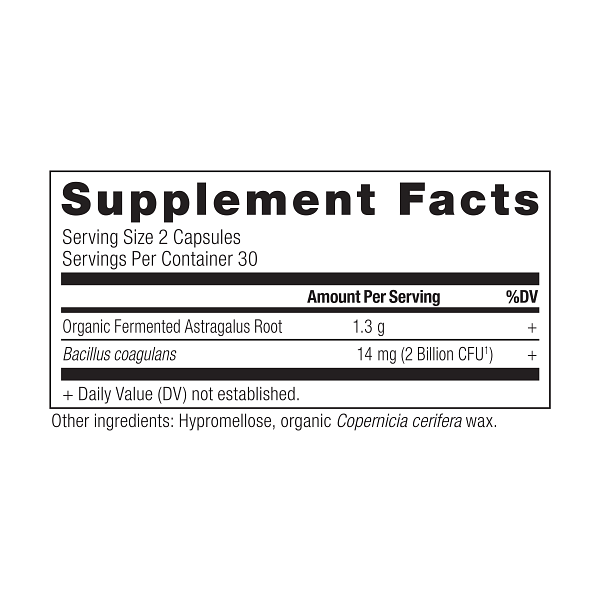 astragalus capsules supplement label