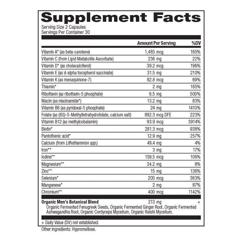 Men's Fermented Multi supplement label