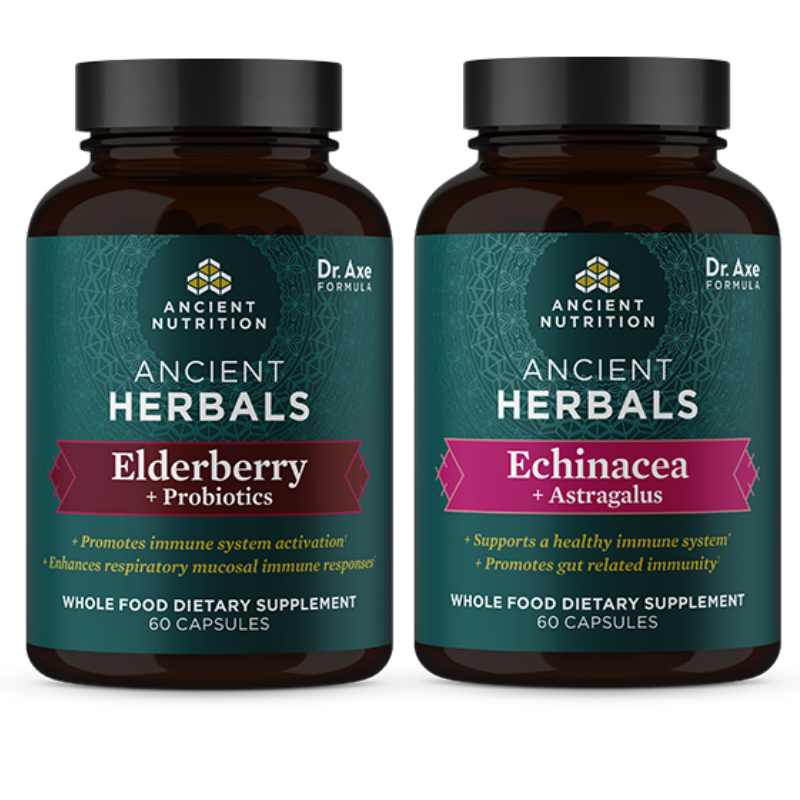bottle of elderberry and bottle of echinacea + astragalus