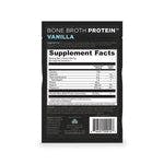 bone broth protein vanilla single packs supplement label