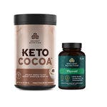 bottle of keto cocoa and thyroid capsules 