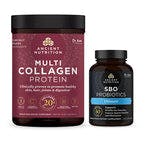 bottle of multi collagen protein powder and bottle of SBO Probiotics Ultimate 