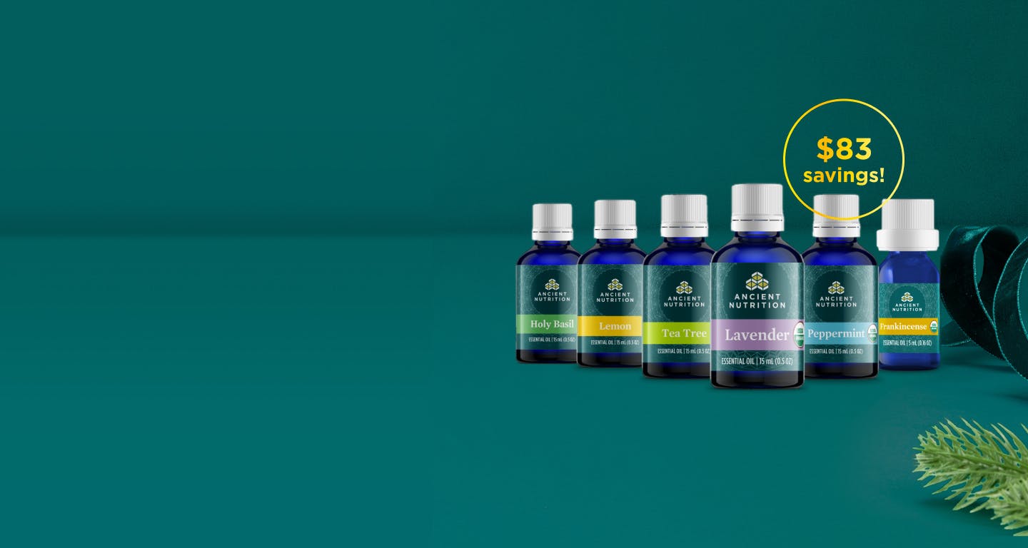 essential oil master kit on an emerald background