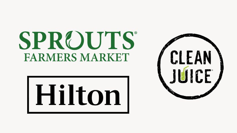 Our partner logos - Sprouts, Hilton, Clean Juice