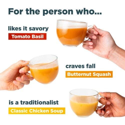 Tomato basil, butternut squash and chicken soup