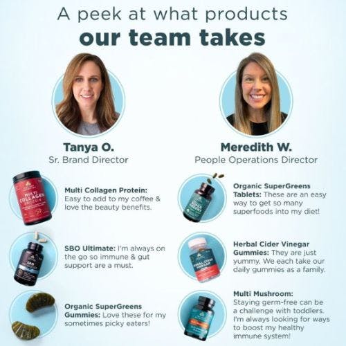 a peek at what products our team takes