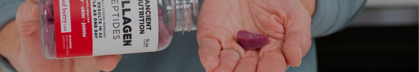 Collagen peptides gummies poured into hand